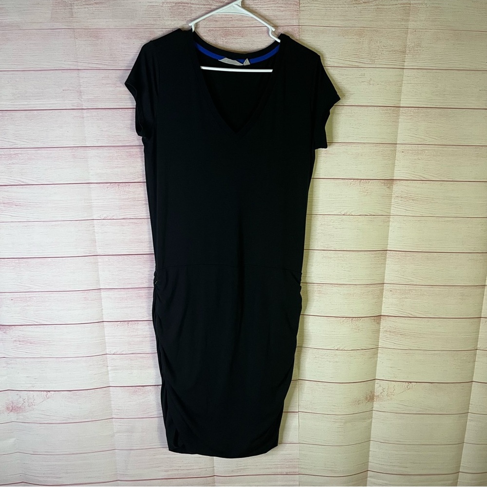 Athleta Black Ruched Stretchy Dress Size Medium